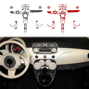 Geniune Carbon Fiber Автомобильная внутренняя панель Крышка Отделка автомобиля Наклейка Весь набор подходит для Fiat 500 2012 2013 2014 2015