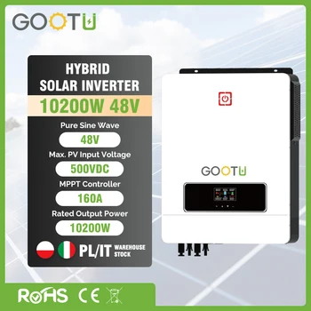 GOOTU 6,2 кВт 10,2 кВт Гибридный солнечный инвертор 160 А MPPT 500 В постоянного тока Солнечное зарядное устройство Двойной выход Максимальный PV 500 В постоянного тока Входной инвертор для включения/выключения сети