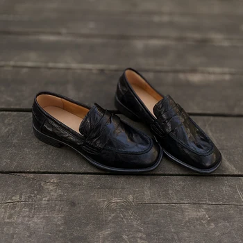 Heihaian Loafer Shoes 2023 Осень Новый Глубокий Рот Толстый Каблук Обувь Круглая Голова Ретро Стиль Пригородная Одиночная Обувь Женщины