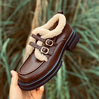 Heihaian Loafers 2023 Подходит для зимней платформы Одиночная обувь в ретро-стиле Commuter One-Line Buckle Shoes для женщинHeihaian Loa