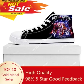 Helloween Rock Band Высокие кроссовки Мужские женские подростковые холсты Высококачественные кроссовки Повседневная обувь на заказ Индивидуальная обувь Индивидуальная обувь