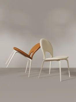 HH275 кремово-светлый роскошный обеденный стул Современный минималистичный домашний стул с задней спинкой белый гостиничный стул