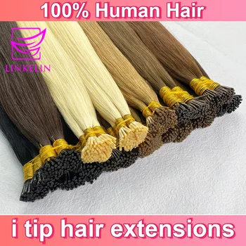 I Tip Наращивание человеческих волос Кератин Натуральное наращивание волос I Tip Волосы предварительно прикрепленный Stick Tip Микрокольцо для женщин 1 г / прядь