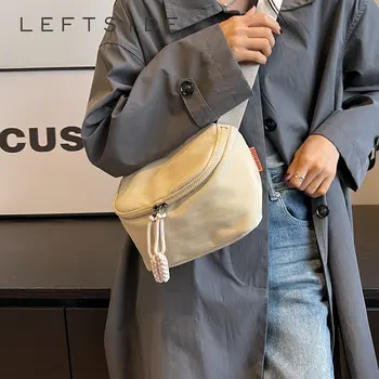 LEFTSIDE Маленькая холщовая корейская модная сумка через плечо 2023 года для женщин Повседневные женские простые повседневные мягкие сумки и кошельки