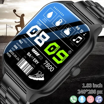LIGE 1,83 дюйма Новые смарт-часы Bluetooth Call Мужчины Полностью сенсорный экран Пользовательский циферблат Спортивный браслет Монитор здоровья Смарт-часы