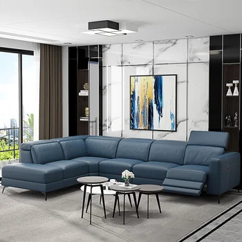 MANBAS Расслабляющий итальянский диван с откидной спинкой из натуральной кожи с электрическими креслами-реклайнерами Диван для гостиной Секционные диваны