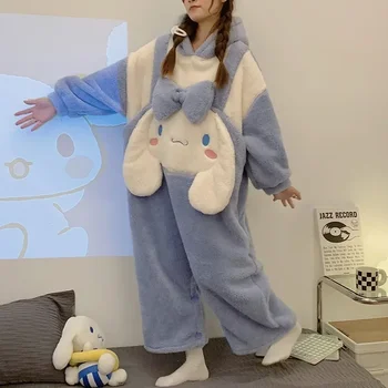 MINISO Sanrio Пижама для женщин, милая мультяшная студенческая верхняя одежда Cinnamoroll, утолщенная модная фланелевая домашняя одежда