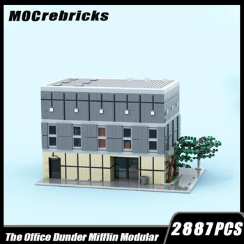 MOC-125220 Угол с видом на городскую улицу Офисное здание Модульный строительный блок Сборка модели Кирпичная игрушка Детские подарки