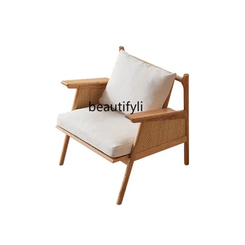 Nordic Диван Стул из массива дерева Маленькая квартира Балкон Одноместный реклайнер Японское кресло Дизайнер Домашний отдых Ротанговое кресло
