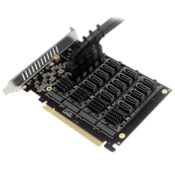 PCI-E SATA Карта PCIE X16 NVME M.2 RAID Массив Расширение до 20-портового адаптера Чип JMB585