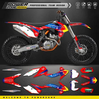 PowerZone Мотоциклетная команда Графические наклейки Наклейки Набор для KTM SX SXF MX 2013-2015 EXC XCW Enduro 2014-2016 125 до 500cc 101