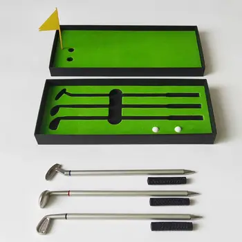  Premium Mini Golf Putter Pen Set Имитация поля для гольфа Офис Подарок для мужчин Шариковая ручка для творческих письменных принадлежностей