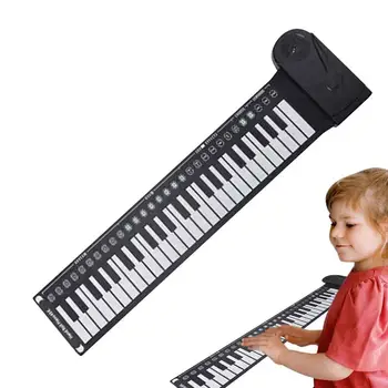 Roll Up Piano Mat, электрическая портативная складная музыкальная клавиатура, 49 клавиш, музыкальная клавиатура, развивающая игрушка для детей, начинающих, взрослых