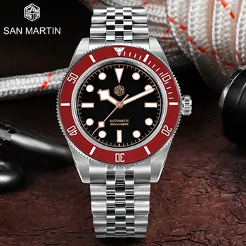 San Martin BB Classic Diver Мужские часы Юбилейный ремешок Сапфир Водонепроницаемый 20Bar NH35 Автоматические механические наручные часы BGW9 Luminous