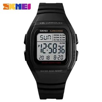 Skmei Chrono Countdown Мужские наручные часы Повседневные мужские часы на открытом воздухе Светящиеся Montre Homme Цифровые спортивные мужские часы 1278