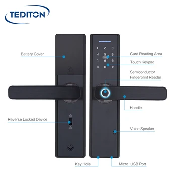 Tediton Биометрический отпечаток пальца Бесключевой доступ WIFI Цифровой умный замок TUYA