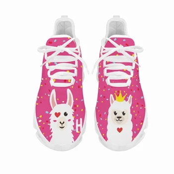 Yikeluo Розовый милый альпака Мультяшный дизайн Повседневная обувь на плоской подошве 2023 Новый спортивный кроссовки для бега Нескользящие прочные дно Девочки-подростки