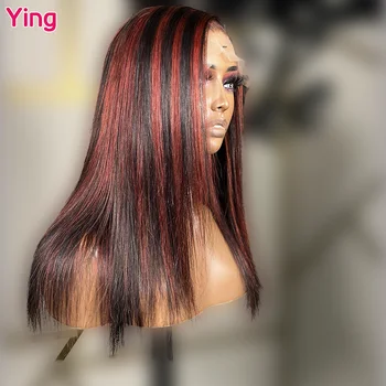 Ying Highlight Red 200% перуанская кость прямая 13x4 кружевной передний парик 13x6 прозрачный кружевной передний парик предварительно выщипанный с детскими волосами