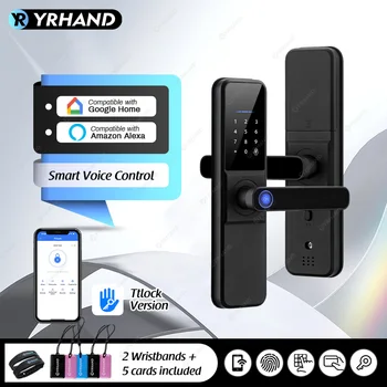 YRHAND H01 Ttlock Электронный умный дверной замок с биометрическим отпечатком пальца Работа с Google home Aleax Для дома или отеля