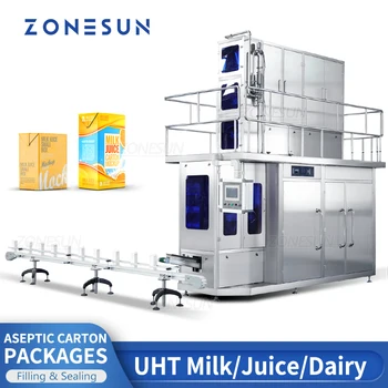 ZONESUN ZS-AUBP5000 Машина для розлива жидкостей в асептическую упаковку 125 мл-1 л Линия по производству асептических ультрапастеризованных картонных коробок для молочных напитков