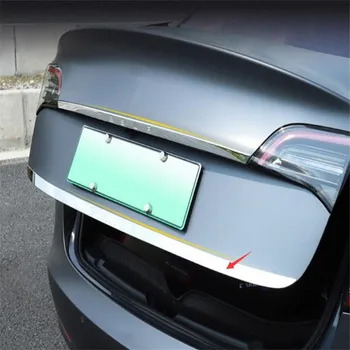 Авто Аксессуар Задний хвост Багажник Дверная Крышка И Верхняя Крышка Задней Двери Накладка Полоса Накладка Отделка Яркий Серебристый Подходит Для Tesla Model 3
