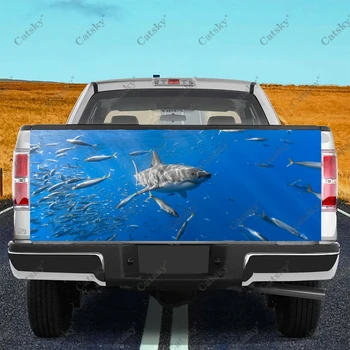 Акулы, бродящие в океане Автомобиль Хвост Багажник Защитить Vinly Wrap Наклейка Наклейка Украшение капота автомобиля Наклейка для внедорожника Off-road Пикап