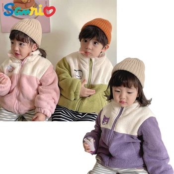 Аниме Sanrios Kuromi My Melody Pochacco Детское плюшевое пальто Симпатичный детский меховой свитер Светлый утолщенный теплый зимний костюм для малышей
