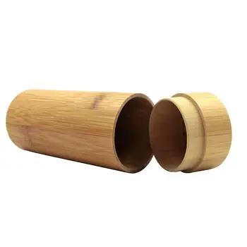 Бамбуковый деревянный цилиндрический держатель корпуса Контейнер для очков Солнцезащитные очки