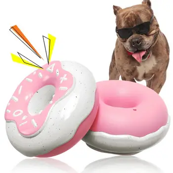  Безопасные игрушки для домашних животных Прочный пончик Собака Жевательная игрушка со звуком для зубов Избавление от скуки Устойчивая к укусам игрушка для домашних животных для скрежета зубами