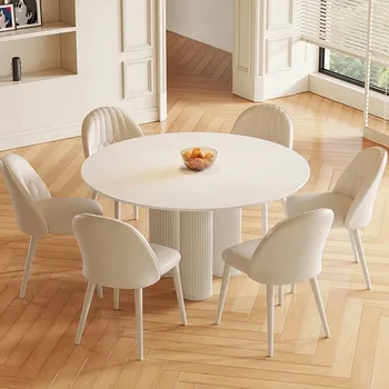 белый маленький круглый обеденный стол скандинавский современный дизайн эстетичный обеденный стол уникальный бесплатная доставка mesas de comedor мебель