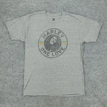 Боб Марли Рубашка Мужская Средняя Серая One Love Графическая футболка с коротким рукавом Регги Музыка Длинные рукава