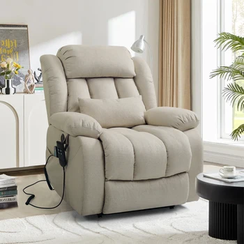  Большой двухмоторный кресло для пожилых людей с массажем и теплом, дышащий тканевый диван с откидной спинкой для гостиной
