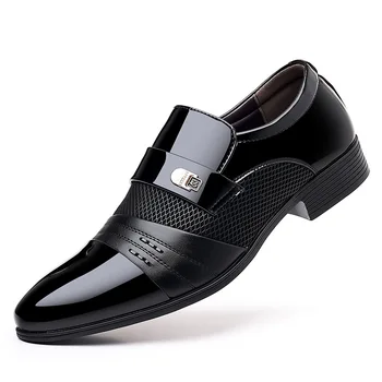 Бывшая мужская обувь Черная кожаная обувь для мужчин Роскошные большие размеры Вечеринка Офис Деловая повседневная обувь Лоферы Zapatos De Vestir Hombre