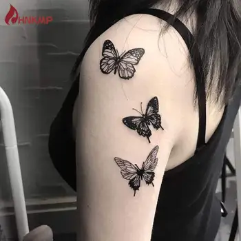 Водонепроницаемая временная татуировка наклейка 3D бабочка маленькая боди-арт поддельная татуировка флэш тату запястье нога рука для девочек женщин