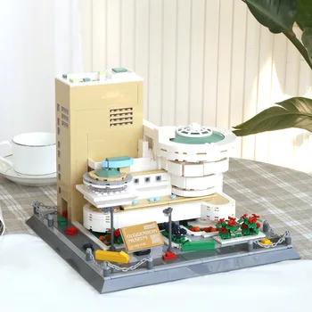  Горячая всемирно известная архитектура Нью-Йорк США Музей Гуггенхайма Строительный блок Собрать модель Коллекция развивающих игрушек для подарков