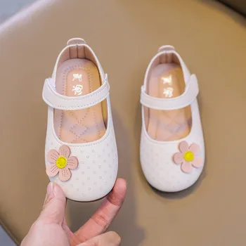 Детская кожаная обувь с цветами для вечеринок Свадебные девушки Мокасины Обувь Весна Мода Детская принцесса Платье Обувь Сладкая 2023