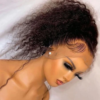 Длинный бесклеевой кудрявый кудрявый кружевной парик спереди для чернокожих женщин с ребенком синтетические волосы температура тепла ежедневный косплей парик
