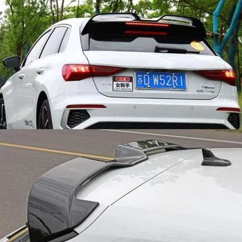 Для Audi A3 Хэтчбек Глянцевый черный ABS Поддельный углеродный волокно Задний спойлер Верхнее крыло 2021 2022 Автомобильные аксессуары Детали экстерьера