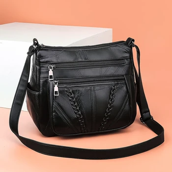 Женская мягкая кожаная сумка через плечо Многослойная сумка через плечо Высококачественные маленькие сумки-мессенджеры Дизайнерская сумка для женщин Bolso