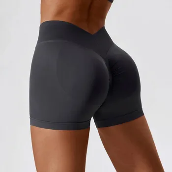 Женские бесшовные шорты для йоги с высокой талией и брюками для фитнеса для подтяжки живота и бедер Поверх них надевают шорты для бега