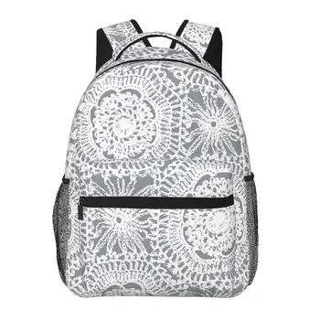 Женский рюкзак Кружевной узор с цветами Школьная сумка для мужчин Леди Дорожная сумка Повседневный школьный рюкзак