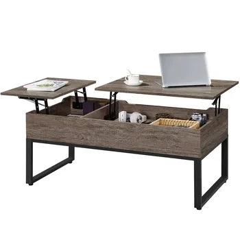  Журнальный столик с подъемной крышкой и скрытыми отделениями для хранения, серо-коричневый чайный стол Мебель для гостиной