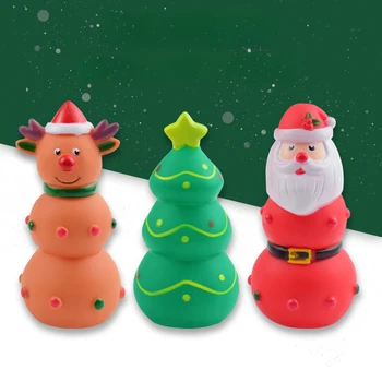 Забавная рождественская виниловая игрушка Латексная собака Коренная игрушка Звук Рождественская елка Лось Санта-Клаус Форма игрушек Интерактивные игрушки для скрежета зубами