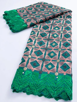 Зеленая швейцарская кружевная ткань вуаль в Швейцарии Вышивка 2,5 года 2022 Высококачественная африканская хлопковая кружевная ткань для женщин A3051