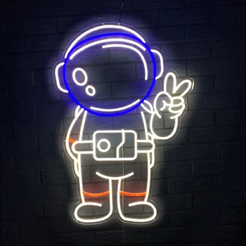  индивидуальный Хуа Мин заводская цена креативная сетка красный астронавт светящийся слово светодиодный неоновый светящийся световой знак фоновая стена
