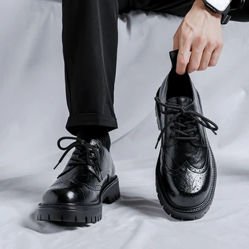 Италия Классическая обувь Мужская мода Лакированная кожа Обувь для мужчин Черные мужские лоферы Обувь Роскошный офис 2023 Chaussure Homme