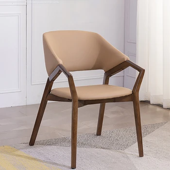 Итальянские обеденные стулья из массива дерева Простой домашний обеденный стул со спинкой Кухонная мебель Светлый роскошный стул для столовой