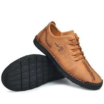 Кожаная мужская обувь ручной работы, удобная повседневная кожаная обувь, мужские мокасины, горячая распродажа, мокасины, обувь для вождения, большой размер 38-48