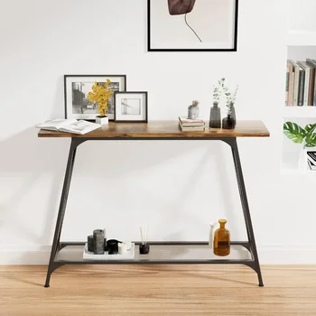 консольный стол стол для прихожей деревянные узкие диванные столы с полками 2-уровневая мебель для гостиной