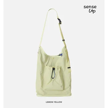 Корейский нишевый дизайн Простая легкая повседневная сумка через плечо на шнурке 2023 весна/лето Новая нейлоновая холщовая сумка-ведро